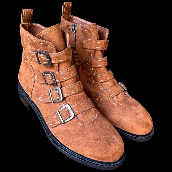 Aerosoles Arezzo Women's Size 10 buckle bootie faux suede brown boot - Picture 1 of 14